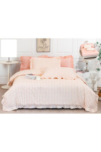 Casa de Vis Double bed linen set, satin cotton, 180 x 200 cm, 6 pieces, fitted, multicolor,Vol-053