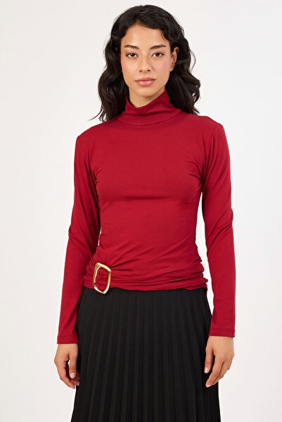 FEVER Gold toka detaylı boğazlı yaka bluz