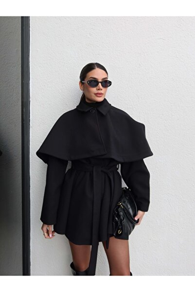 ESRAHELVACI Cape Detail Cashmere Coat