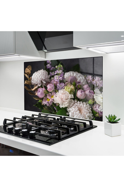 Arthub Panou Sticla Bucatarie, Protectie aragaz, Termorezistent, Flori, Paste...
