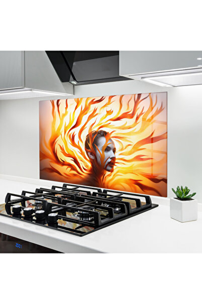 Arthub Kitchen Glass Panel, Stove Protection, Heat Resistant, Feng-shui, Fire...