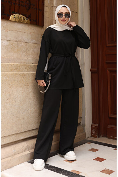 sefamerve κοτλέ Σετ Παντελόνι Τσόκερ Με Κορδόνια 2172-05 Μαύρο