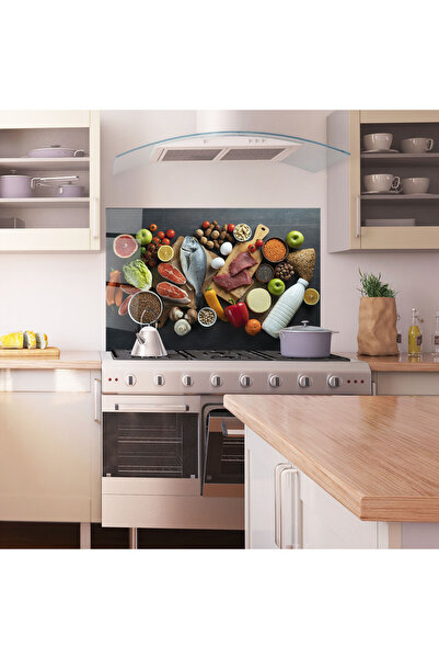 Arthub Kitchen Glass Panel, Stove Protection, Heat Resistant, Food, Food Ingredients