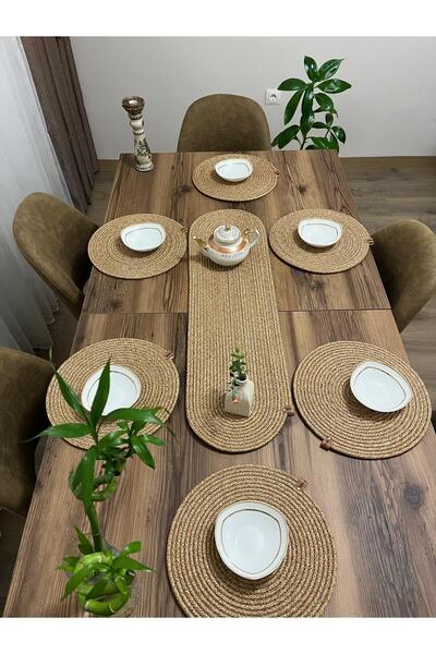 naylişhome jute,american service set, runner, plate, gift, tablecloth set, food service set