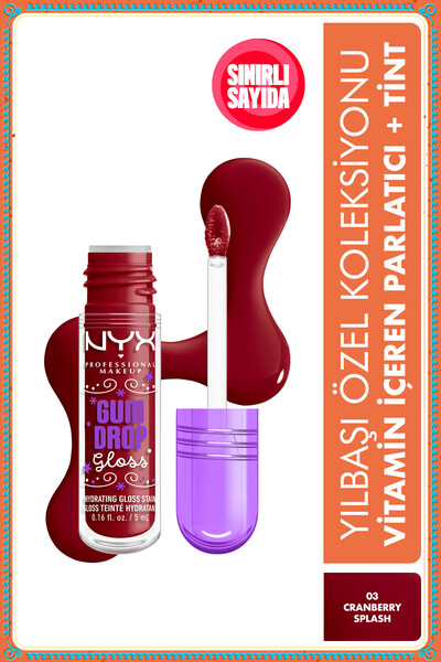NYX Professional Makeup Holiday Özel Koleksiyonu LIP I.V. Vitamin İçeren Parlatıcı + Tint – Cranberry Splash