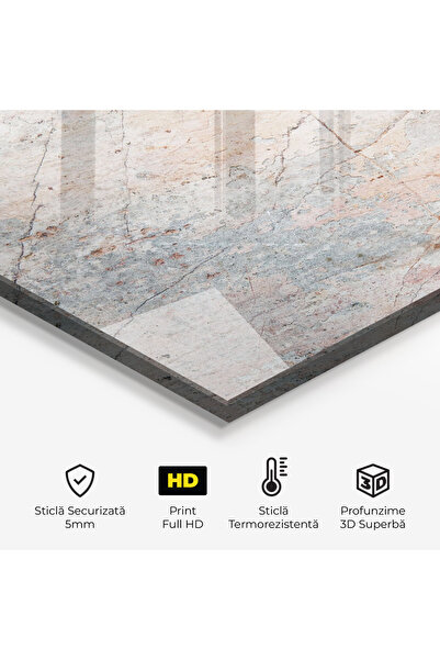 Arthub Kitchen Glass Panel, Stove Protection, Heat Resistant, Abstract, Light Pink Grey