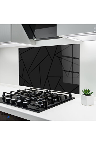 Arthub Kitchen Glass Panel, Stove Protection, Heat Resistant, Abstract, Grey ...