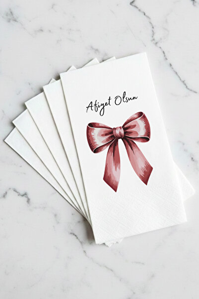 SUFFRA Pembe Fiyonk Desenli 16'lı Çift Katlı Lüks Kağıt Peçete