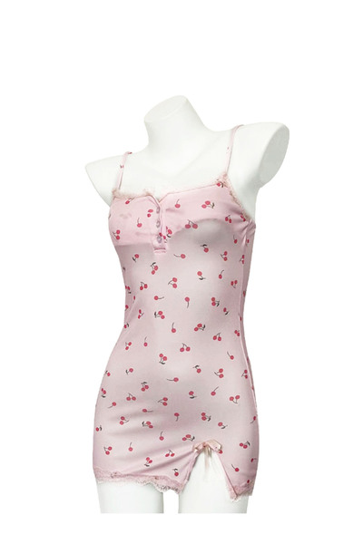 JInsh فستان من الدانتيل ذو فيونكة أمامية لطيفة وأزرار وفتحة رقبة على شكل حرف V عميقة وتنورة ناعمة وجميلة، ملابس نوم بيبي دول للنساء