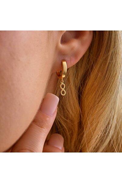 YCL JEWELLERY 8 Ayar Altın (TEKLİ) Halka Sonsuzluk Küpe