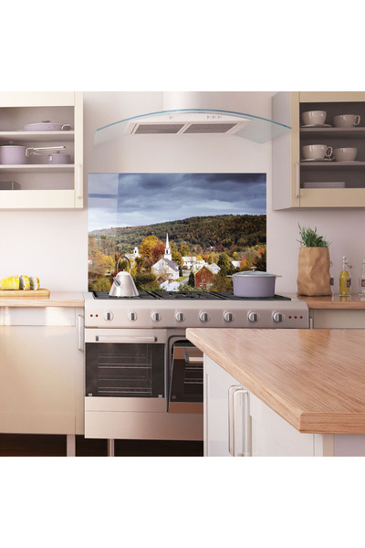 Arthub Kitchen Glass Panel, Stove Protection, Heat Resistant, Landscapes, Autumn Trees