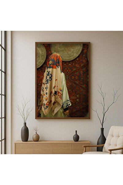 4gdran Najdi art design canvas painting with a hollow gold frame