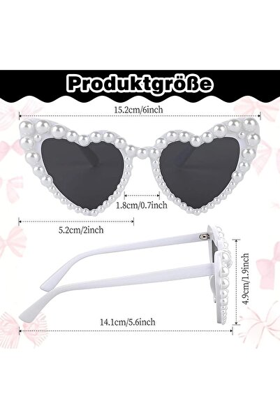 OMS Heart Shaped Sunglasses with Pearl Accents – Vintage Style White