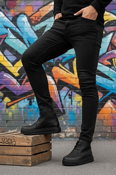 SİHİRLİ AYAKKABI +9 CM Boy Uzatan Gizli Topuk Spor Bot Model Yüksek Taban Siy...