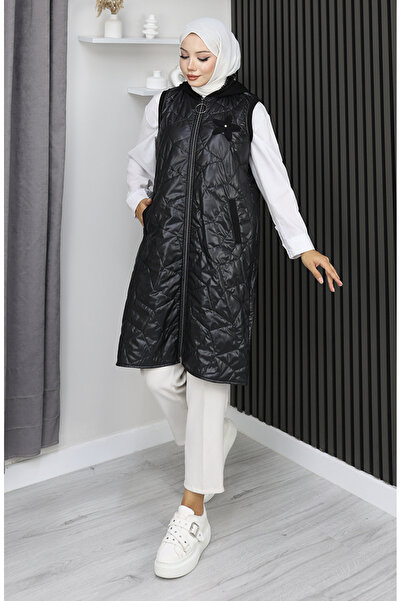 sefamerve Куртка з капюшоном на блискавці 5108-02 Чорна