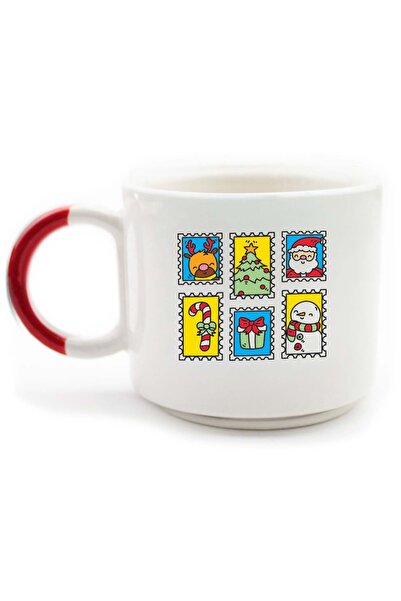 PALTO TASARIM كوب بمقبض على شكل حرف D بتصميم بطاقة بريدية - كوب بتصميم رأس السنة