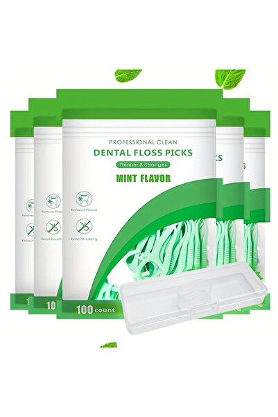 choice2 500 pieces and 1 box 500pcs Mint Flavor Dental Floss Safe High-Grade Toothpick Stick Picks Plastic T