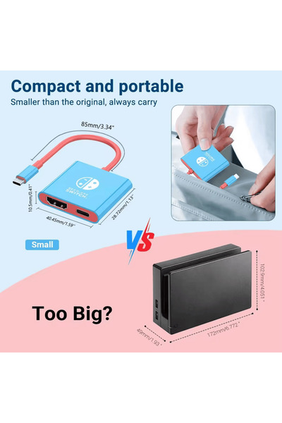 OEM USB-C to HDMI TV Dock Adapter for Nintendo Switch V1 / V2 and OLED