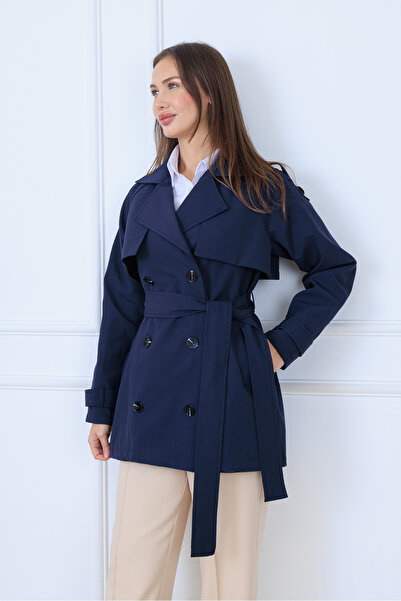 Elony Fashion Kuşaklı Astarlı Trenç