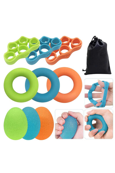 PROCART Complete set for hand and finger exercises, 9 pieces, carrying case, silicone