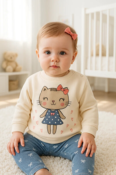 hümabebe Cute Little Bugs and Tiny Hearts Printed Snap Fasteners on the Shoulder Transitional 2-Piece Set