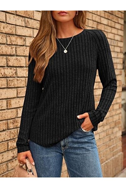 OEM Women's long sleeve shirt, fashionable top, winter clothing, black, size S