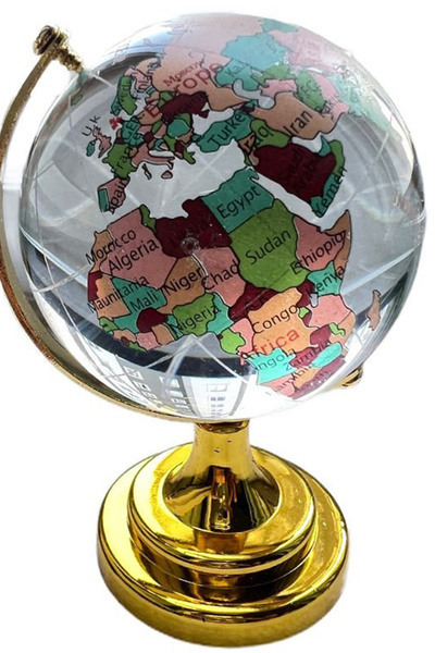 CİYU TİCARET Renkli Dünya Küresi Haritalı Dünya Camdan Küre Ayaklı Dünya Hari...