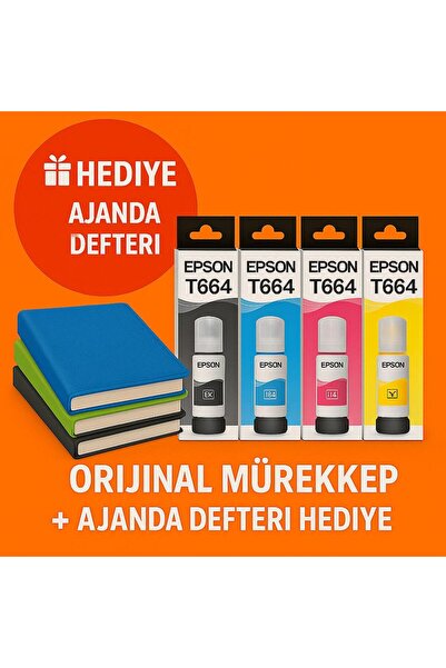 EPSON T664-T6641-T6642-T6643-T6644 L365 Uyumlu 4 Renk Mürekkep Kartuş Takımı 70Ml*4