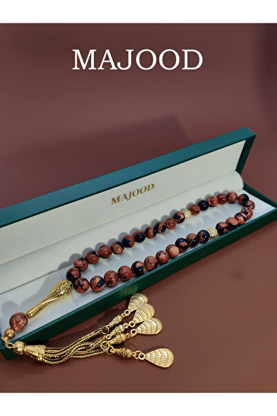 MAJOOD /33 Red And Blue Golden Sandstone Prayer Beads/Tasbih/10MM/For Men And Women