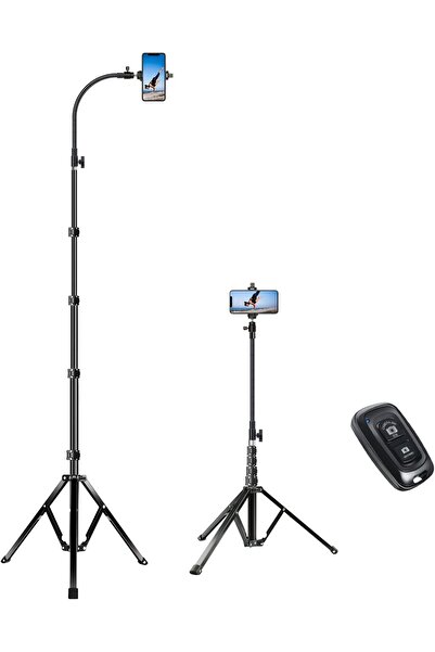 Elitehood 205cm Flexible Tripod Stand with 43cm Gooseneck & Remote (for iPhone/Android)
