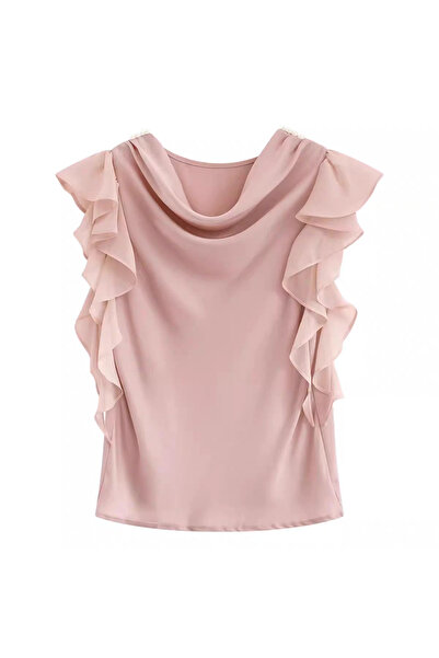 1way Elegant blouse with pleats at the chest