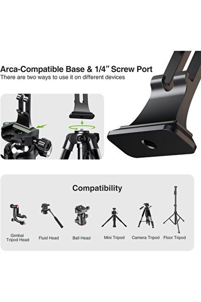 Elitehood Aluminum MagSafe Tripod Phone Mount with Arca-Swiss Quick Release & 1/4" Screw Adapter