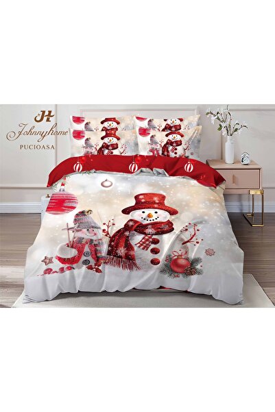 OEM Bed linen, 2 persons, fine, 6 pieces, identical 3D print, Christmas motif, LF552