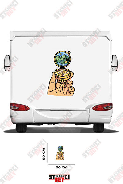 STİCKERCI BEY ملصق تزيين للعربات المتنقلة بتصميم طبيعي مع بوصلة