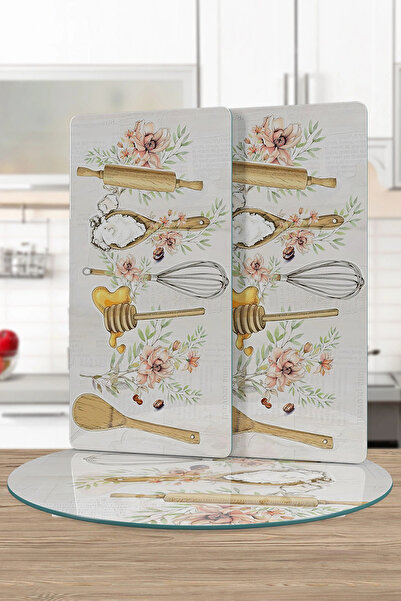 Decovetro Glass Presentation Serving Plate Set of 3 Round Kitchenware Patterned