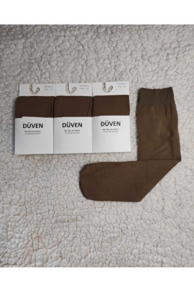 DÜVEN 3-Pack Cotton Knee-Length Mat Extra Soft Bronze Trouser Socks