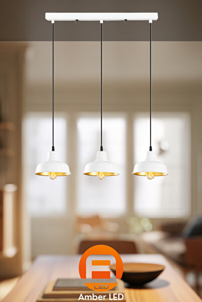 AmberLED Modern Metal Gövdeli 3'lü Sarkıt Avize Yatak Odası ve Salon İçin E27...