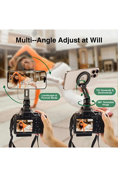 Elitehood Aluminum Magnetic MagSafe Tripod Phone Mount with 360° Rotatable Cold Shoe Base