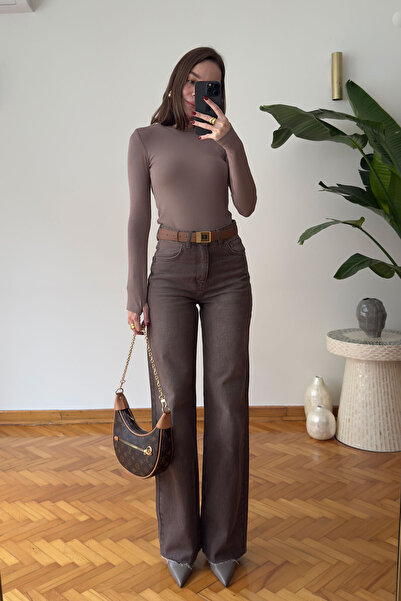 MAGARDE Wide Raw Hem Premium Jean- Brown