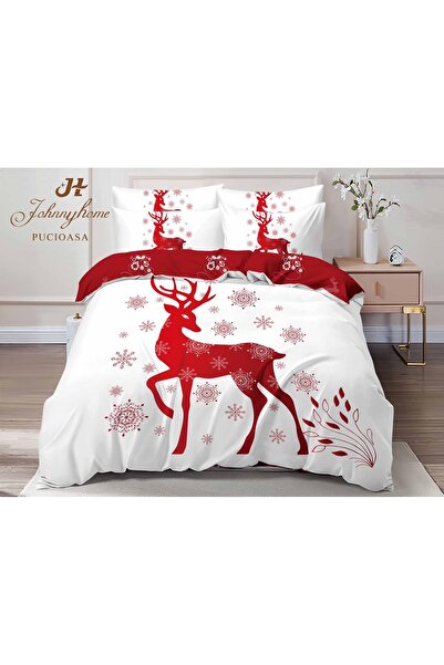 OEM Bed linen, 2 persons, fine, 6 pieces, identical 3D print, Christmas motif, LF549