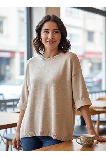 AGORATEKSTİL Women's New Season Button Detailed Soft Angora Sweater