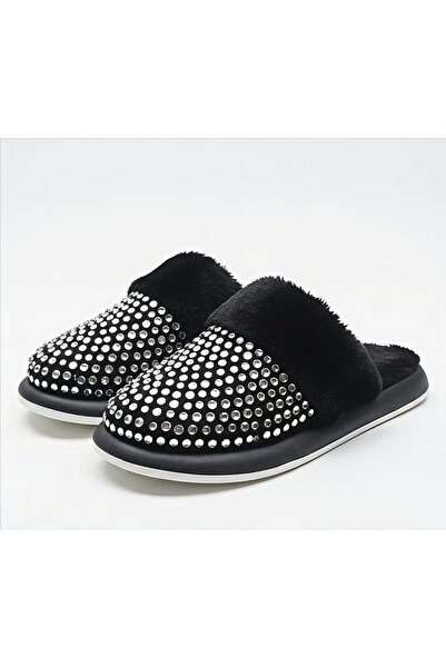 PAPUCUMUN DÜNYASI Women's House Slippers with Furry Inside, Stone Pattern and...