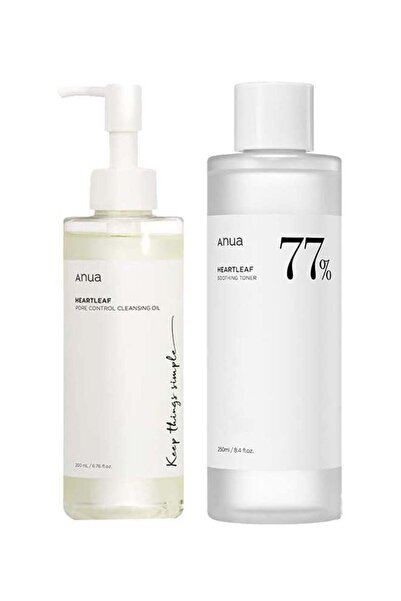 Anua Heartleaf مجموعة زيت التنظيف هارت ليف للتحكم في المسام وتونر مهدئ بنسبة ...