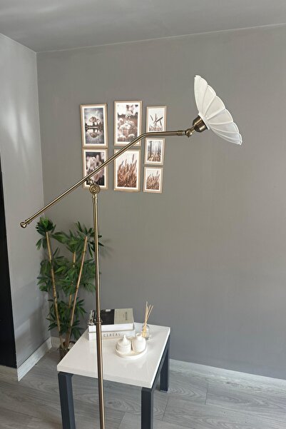 Bamyum Risso Beyaz Lambader Eskitme F Kol Hareketli Başlık Modern Dekoratif Metal Zemin Lambası