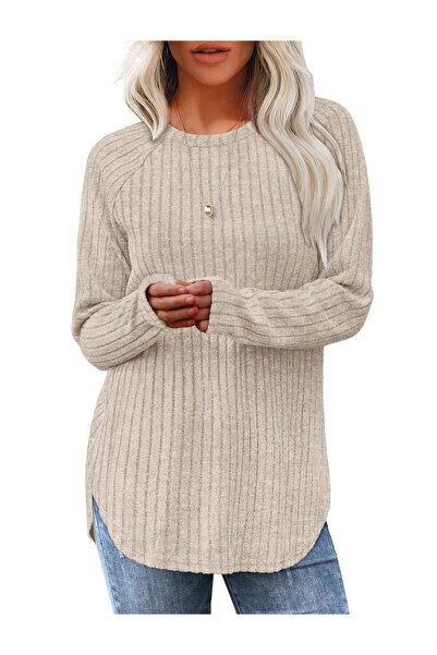 OEM Women's long sleeve shirt, fashionable top, winter clothing, peach, size S