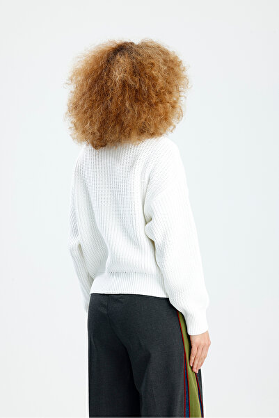 Figo Thessaloniki Knitting Mock Neck Oversized Women's Sweater