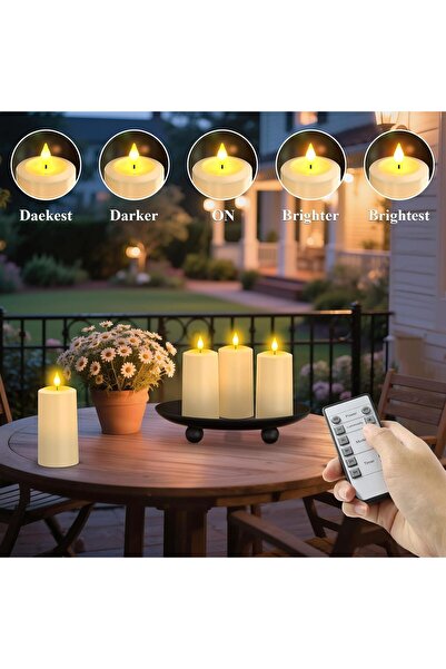 SoulBay Flameless Rechargeable LED Pillar Candles, 4-Pack, Waterproof, Magnetic Charging Base & Remo