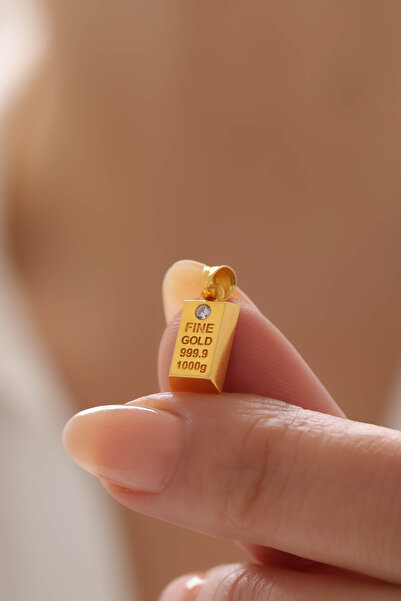 Kado Kuyumculuk Taşlı Külçe Kolye Ucu 14 Ayar Altın