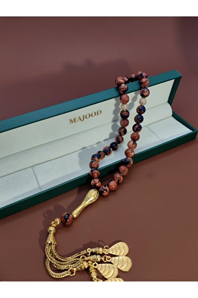 MAJOOD /33 Red And Blue Golden Sandstone Prayer Beads/Tasbih/10MM/For Men And Women