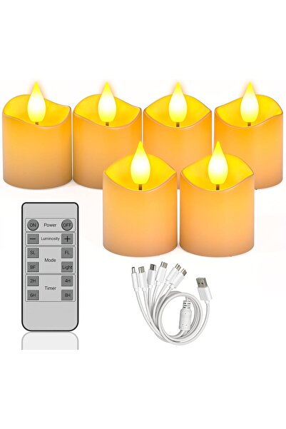 SoulBay 6pcs Rechargeable LED Flameless Votive Candles with Remote, 1.5" x 2....
